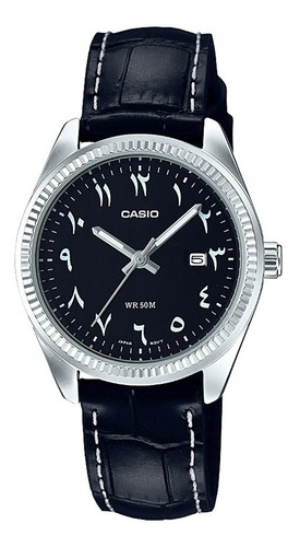 Reloj Casio Ltp-1302l-1b3vdf Clásico En Cuero Para Mujer Color de la correa Negro Color del fondo Negro