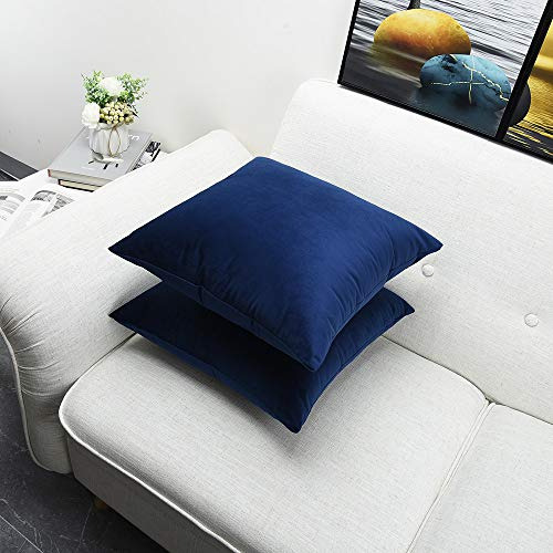 Set De 4 Fundas De Almohada De Terciopelo Azul Marino