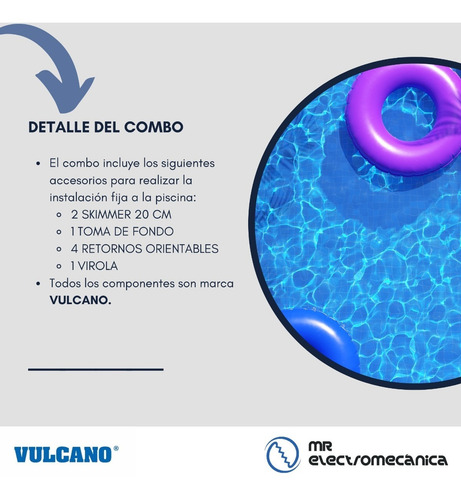 Imagen 2 de 10 de Kit Vulcano Piscina Hormigón: 2 Skimmer 20 Cm. + Accesorios