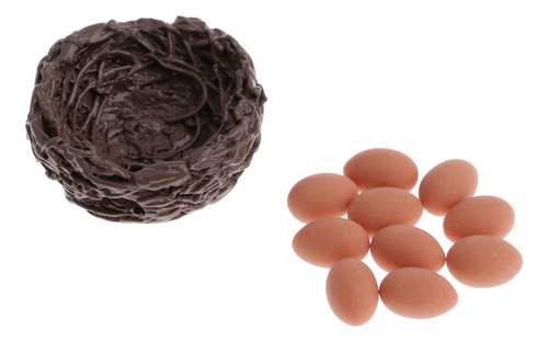 Nido De Pollo Miniatura Con 10 Huevos Para Casa De Mu?ecas