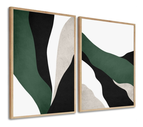 Quadros Decorativos Abstrato Moderno Verde Para Sala Moldura