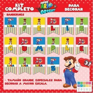 Super Mario Odyssey Kit Imprimible Personalizado Candy Bar