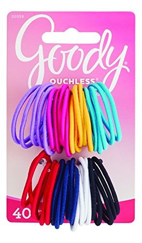 Goody Ouchless Medium Hair Elastics 2mm, 40 Count (colores S