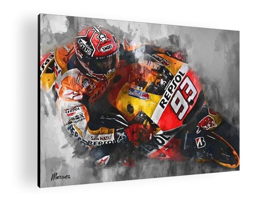 Cuadro Decorativo Moderno Mural Marc Marquez 84x60 Mdf