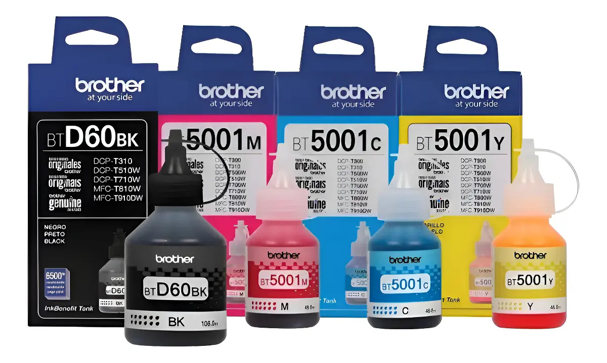 Combo Tinta Brother Btd60 / Bt5001 Amarillo Magenta Cian Negro