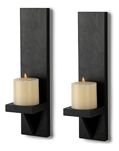 Ownmy Juego De 2 Apliques De Velas De Pared De Madera, Apliq