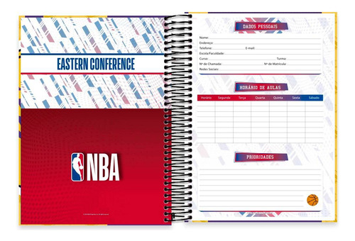 Caderno Times 10 Matérias Nba 160 Fls Capa Dura Lakers Cor Amarelo