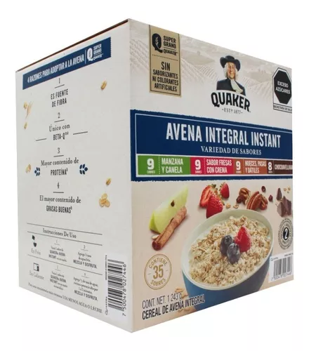 Caja 35 Sobre Avena Quaker Int Instant Variedad Sabores 35gr