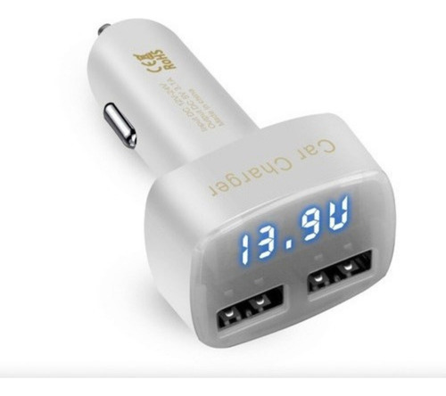 Medidor De Voltaje De Bateria De Auto Cargador 3.1a Blanco