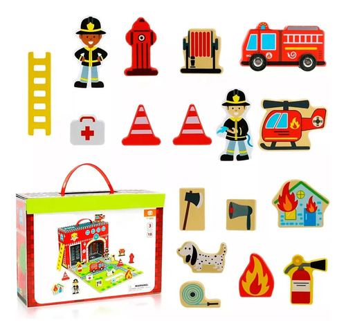 Tooky Toy Set Bomberos En Valija Tkt013 Mazel