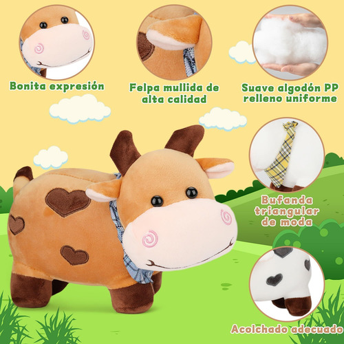 3pcs Muñeca Felpa Vaca Sonriente, Juguete Con 50 Pegatinas