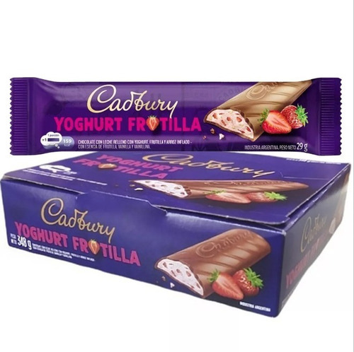 Barrita Chocolate Con Leche Cadbury Yoghurt Frutilla X 12u