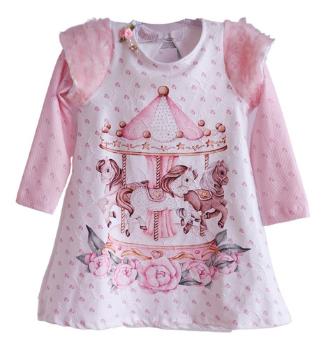 Vestido Infantil Yoyo Carrossel + Meia Rosa 23115 B.e.