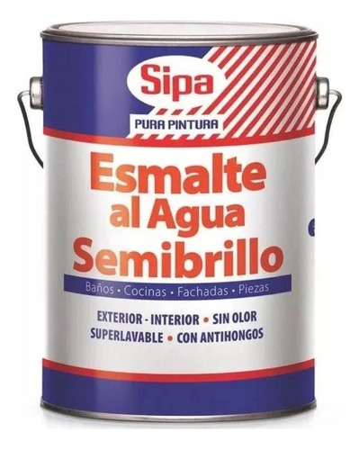 Esmalte Al Agua Sipa Semibrillo Color Galon Bco Y 5colores