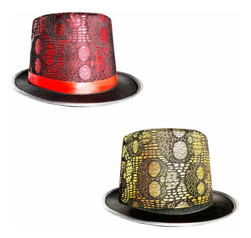 Chapeu Halloween Cartola Caveira Mexicana Adulta Masculina Cor Vermelho