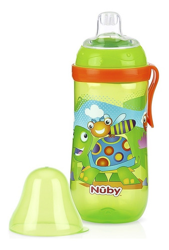 Botella con boquilla de silicona de 360 ml para más de 6 meses Acqua Mermaid Nuby, color verde tortuga