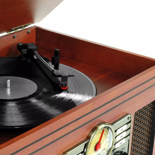 Imagen 5 de 7 de Vitrola Tocadisco 8en1 Acetato Vinilo Cd Casset Radio Usb Bt