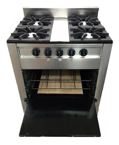 Imagen 2 de 2 de Cocina Industrial Familiar Pevi 4 Hornallas Acero Inox 70 Cm
