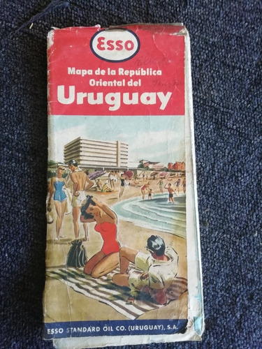 Mapa De Rutas Uruguay Antiguo Esso 