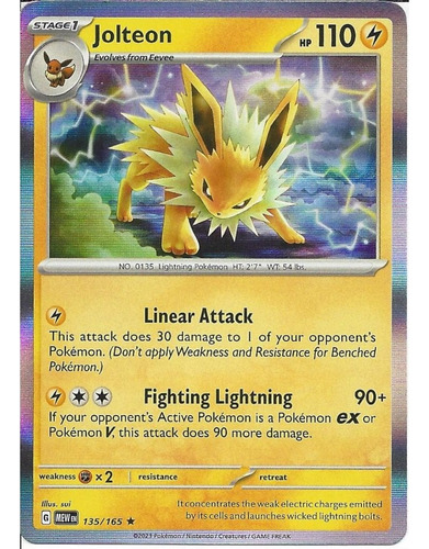 Jolteon Holo Rare 151 Pokemon Tcg Original+10 Cartas