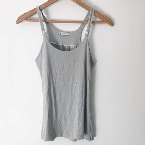 Musculosa Sweet Color Gris - Con Strass - S / M