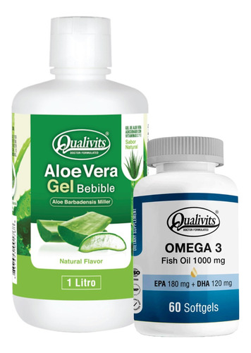 Omega 3 Fish Oil X60 + Aloe Vera Bebible Sabores Qualivits 