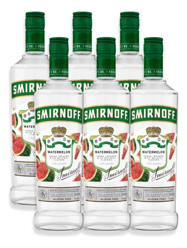 Smirnoff Vodka Watermelon Triple Distilled 700ml Caja X6u