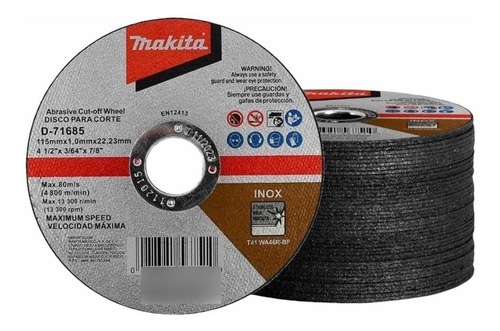 Discode corte Makita D-71685 115mm x 1mm color blanco x 50 unidades