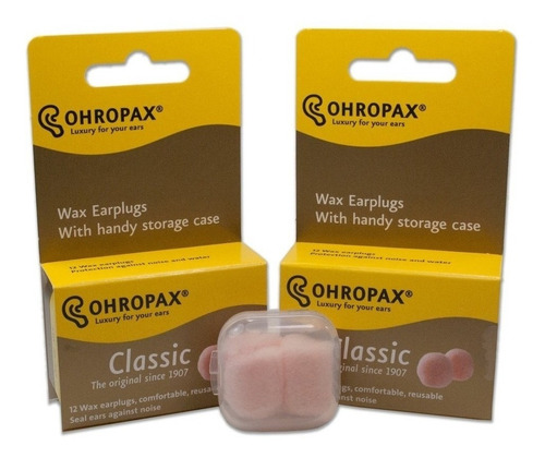 2 Pack De Ohropax Reutilizable Cera / Algodón Tapones Para L