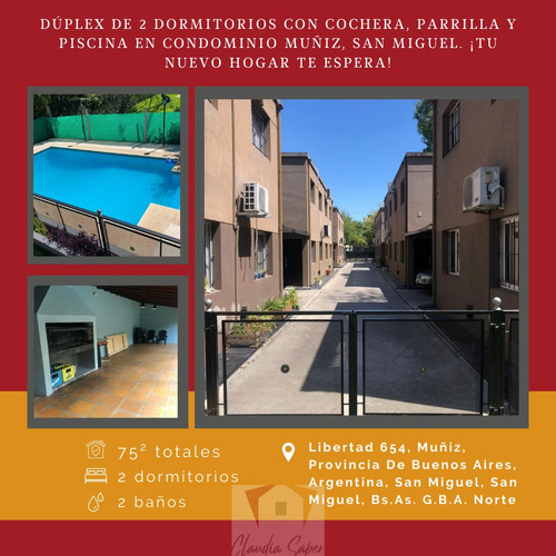 Dúplex De 2 Dormitorios Con Cochera, Parrilla Y Piscina En Condominio Muñiz, San Miguel.