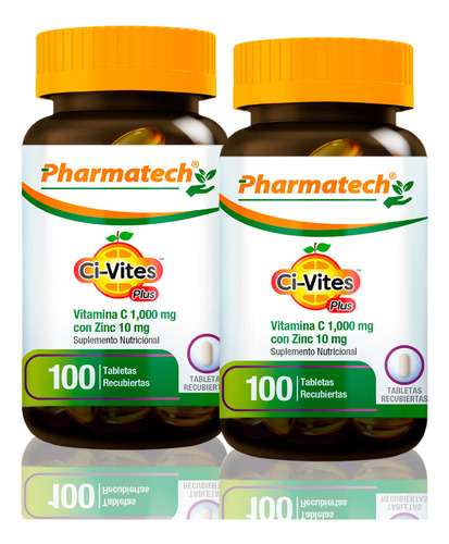 Vamina C 1000mcg / Zinc 10mg Pharmatech 100 Tabletas Pack X2