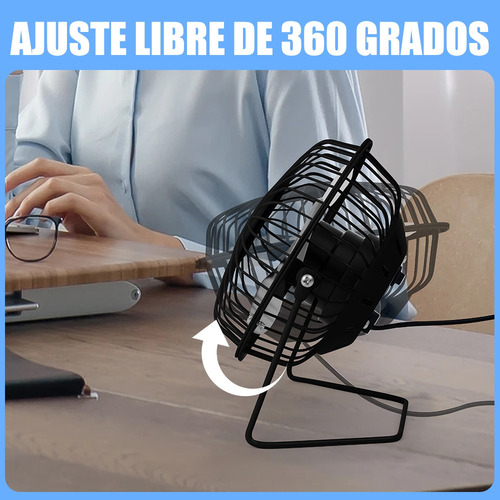 Ventilador De Escritorio Usb Pequeño Aspas De Metal 14cm