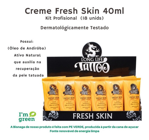 Imagem 2 de 8 de Creme Para Tatuagem Tattoo - Fresh Skin 40 Ml Cx 18 Un - 2cx
