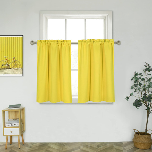 Mumfa Cortina Amarilla Vibrante 45  Para Cocina Ventana S 2