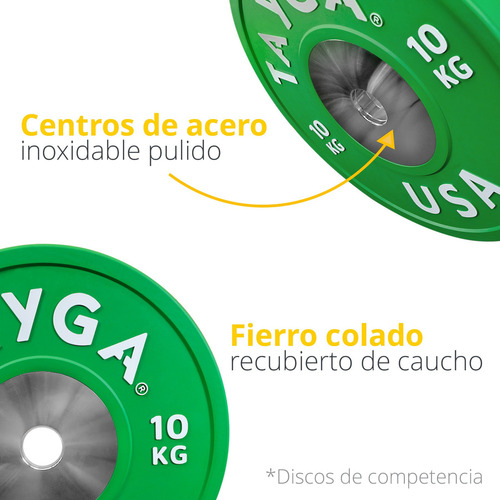 Par Discos Olímpico Halterofilia Competencia 10 Kg (2pz) Color Verde