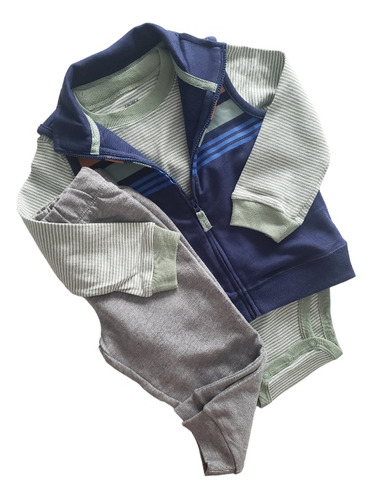 Conjunto Carters Bebe Chaleco Azul Body  Pantalón 24 Meses 