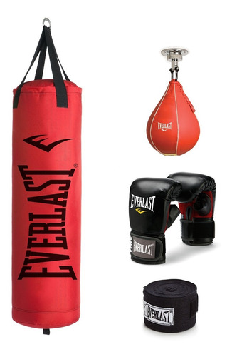 Kit De Bolsa De Boxeo De 70lb, Everlast, Color Rojo