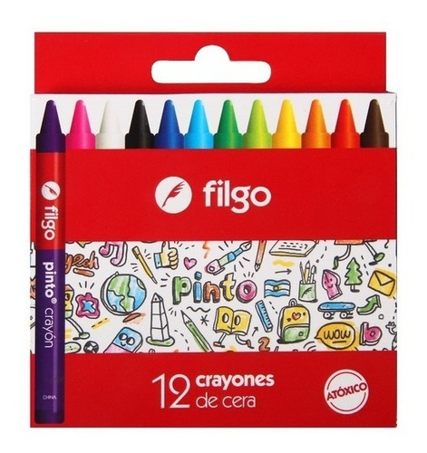 Crayon Crayones Ceritas Ceras Filgo Pinto X 12 Colores