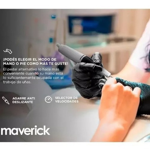 Imagen 4 de 7 de Torno Para Uñas Manicura Profesional Portatil Maverick