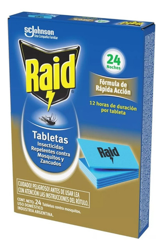 Raid Pastillas Tabletas Anti Mosquitos Doble Acción X 24 Uni