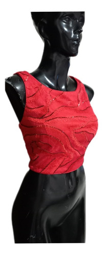 Crop Top Rojo Con Chakiras Linda Cierre T Ch 