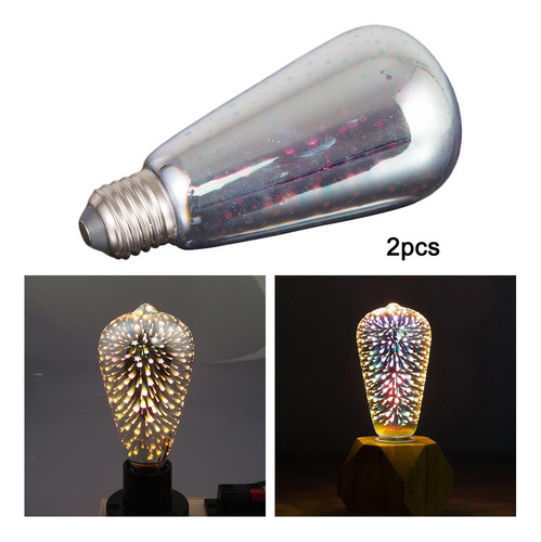 2x 3d Rgb Led Fuegos Artificiales Bombilla Para Mi