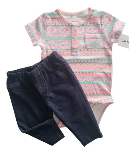 Conjunto Carters Beba 6 Meses Body Rosa Pantalon 