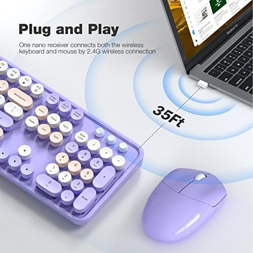 Combo De Teclado Y Ratón Inalámbricos Mofii, Morado, Colorid