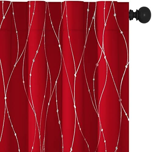 Cortinas De Panel Blackout Color Rojo De Tela De Poliester