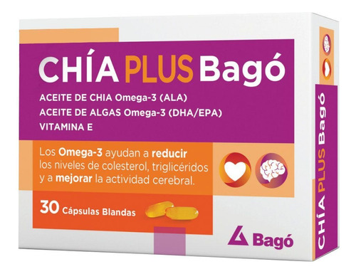 Suplemento Chia Plus Bago Omega3 Colestero Caps Blandas 30u