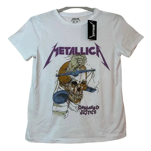 Camiseta metallica blanca hotsell