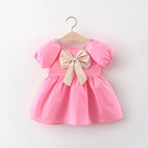 Vestido De Manga Corta Con Estampado De Princesa Para Niñas