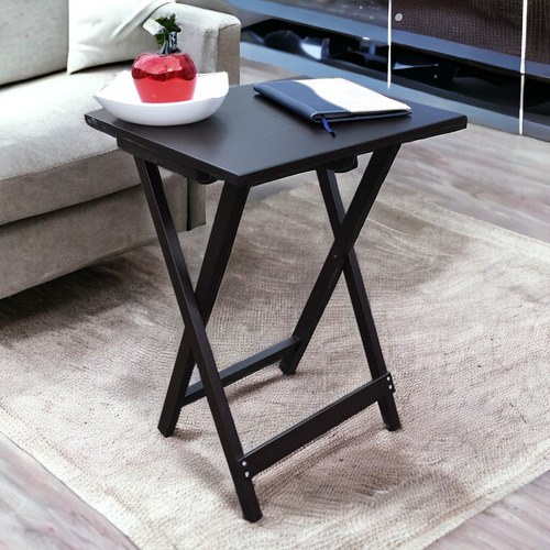 Mesa De Servicio Plegable De Madera Exclusiva Y Util Hogare Color Rectangular Chocolate