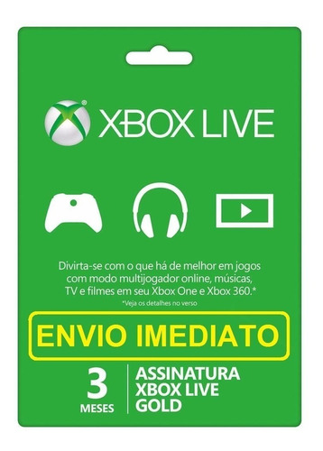 Xbox Live Gold  3 Meses Xbox One  Xbox 360 Envio 10 Min